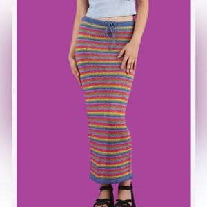 OVER KLESHAS Colorful Striped Knit Maxi Skirt